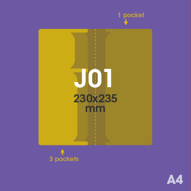 Gabarit J01 - Pochette plastique couleur personnalisée pour dépliant, carte...