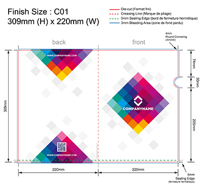 template COULEUR 01 - Pochette plastique couleur personnalisée