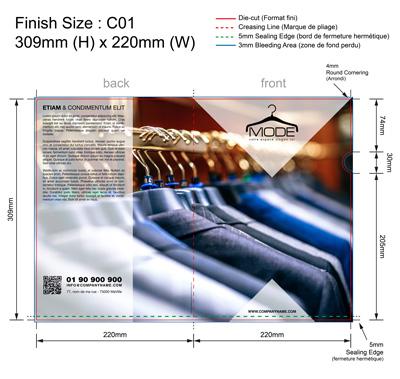 template MODE 01 - Pochette plastique couleur personnalisée