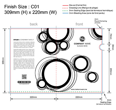 template N&B 01 - Pochette plastique couleur personnalisée