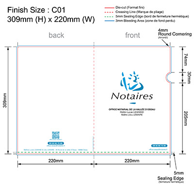 NOTAIRE 05 - Pochette Plastique Couleur personnalisée