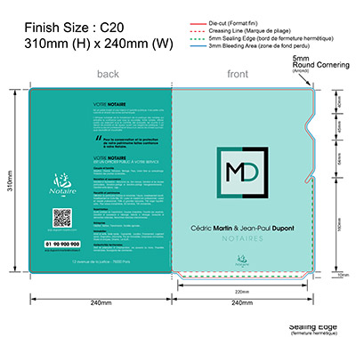 NOTAIRE 08 - Pochette Plastique Couleur personnalisée