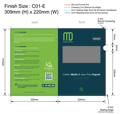 NOTAIRE 09 - Pochette Plastique Couleur personnalisée