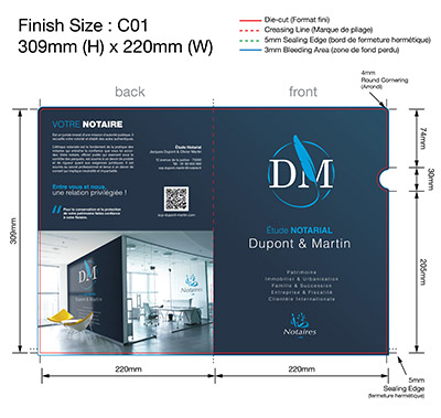 NOTAIRE 11 - Pochette Plastique Couleur personnalisée