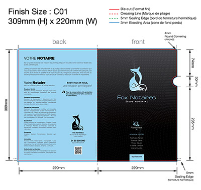 NOTAIRE 15 - Pochette Plastique Couleur personnalisée