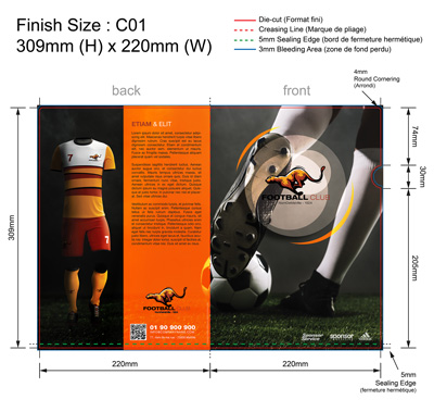 FOOTBALL 02 - Pochette Plastique Couleur personnalisée