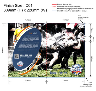 RUGBY SPORT 03 - Pochette Plastique Couleur personnalisée