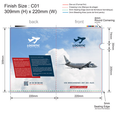 template logistique 01 - Pochette plastique couleur personnalisée 